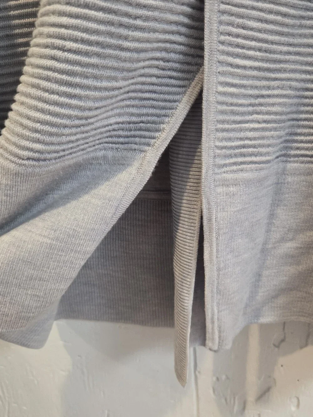 Lululemon Light Gray Blue Open-Front Ribbed Pocket Cardigan Sweater
